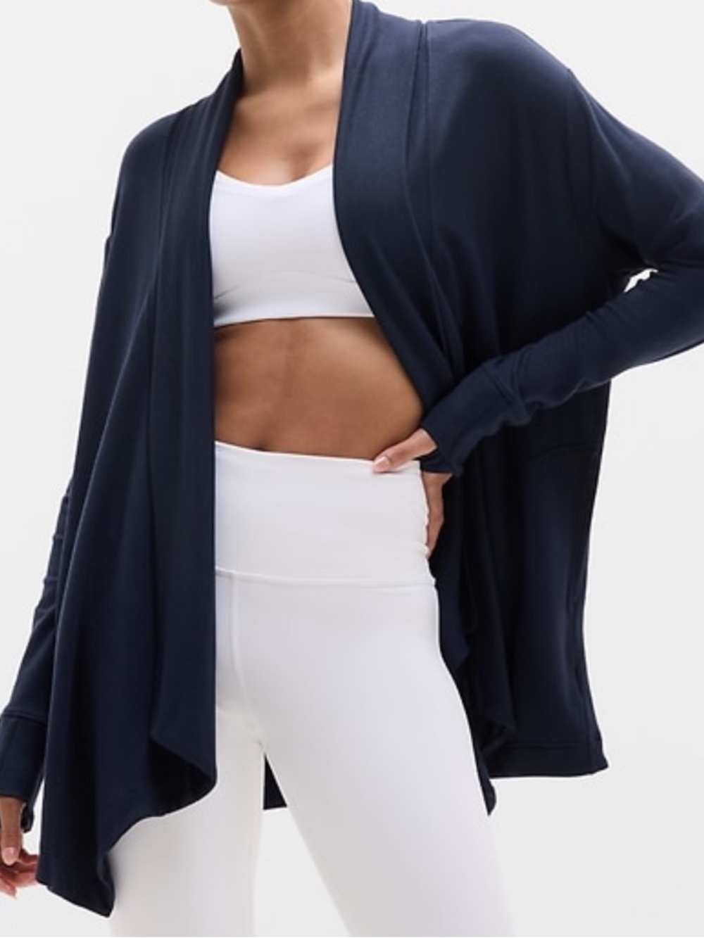 Athleta Pranayama Open-Front Draped Cardigan